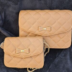 Elegant Tan Quilted Women's Bag Set